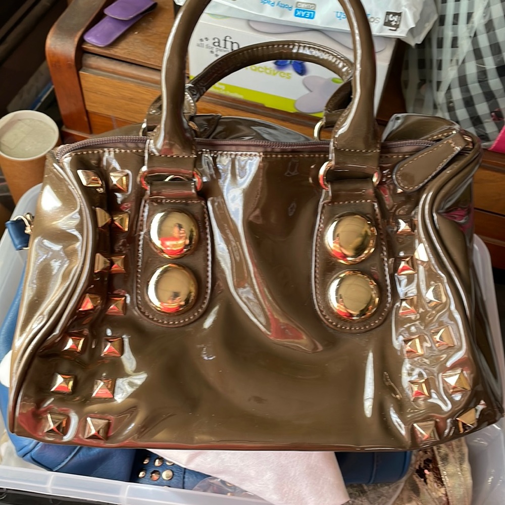 Aldo Brown Pleather Purse gold hardware